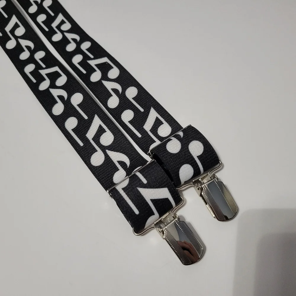 Men's Bold Musical Notes 48" Long 1.5" Adjustable Suspenders Made in USA - Picture 4 of 7